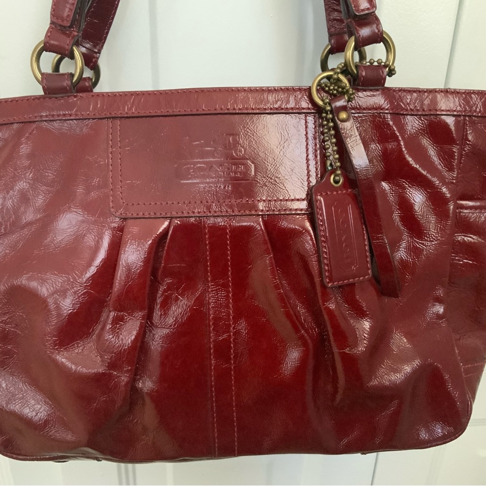 Red Patent Leather Coach Tote